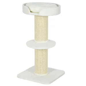 2-Tier Cat Tree with Sherpa Cushion, 91cm - Cream White