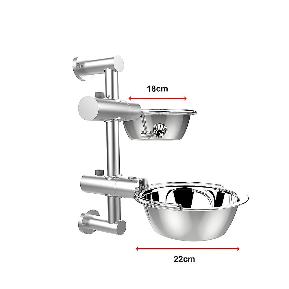 Adjustable Wall-Mounted Pet Feeder with Stainless Bowls