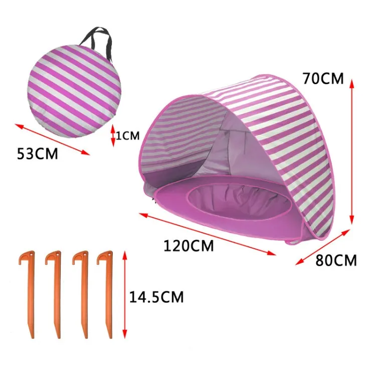 Baby Beach Tent With Pool Portable Foldable Sunshelter, Color: Lake Green Stripe