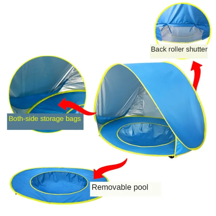 Baby Beach Tent With Pool Portable Foldable Sunshelter, Color: Lake Green Stripe