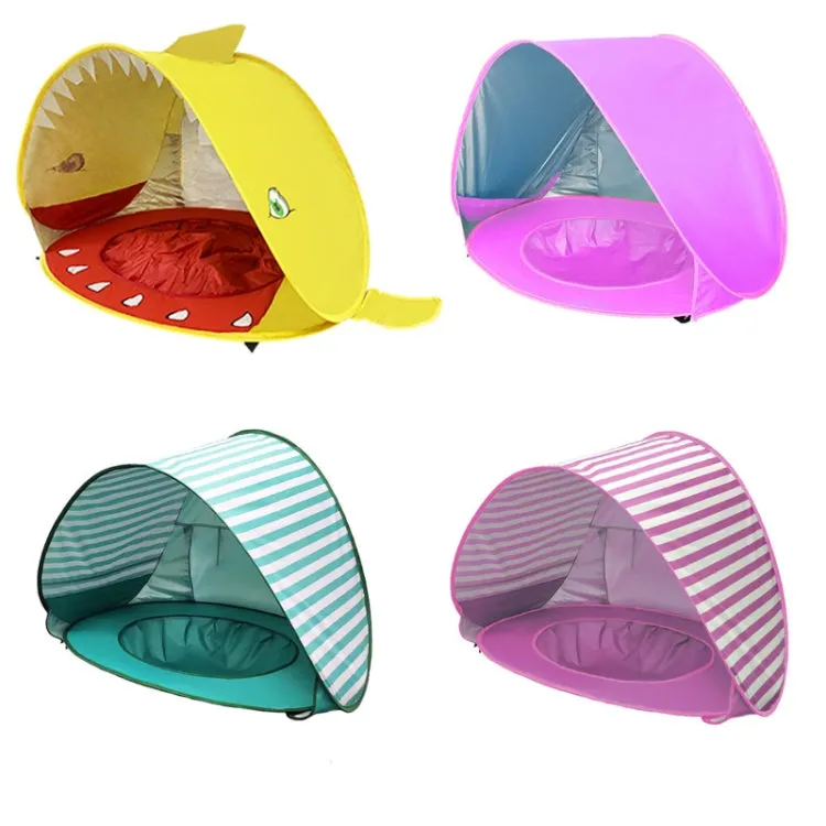 Baby Beach Tent With Pool Portable Foldable Sunshelter, Color: Lake Green Stripe