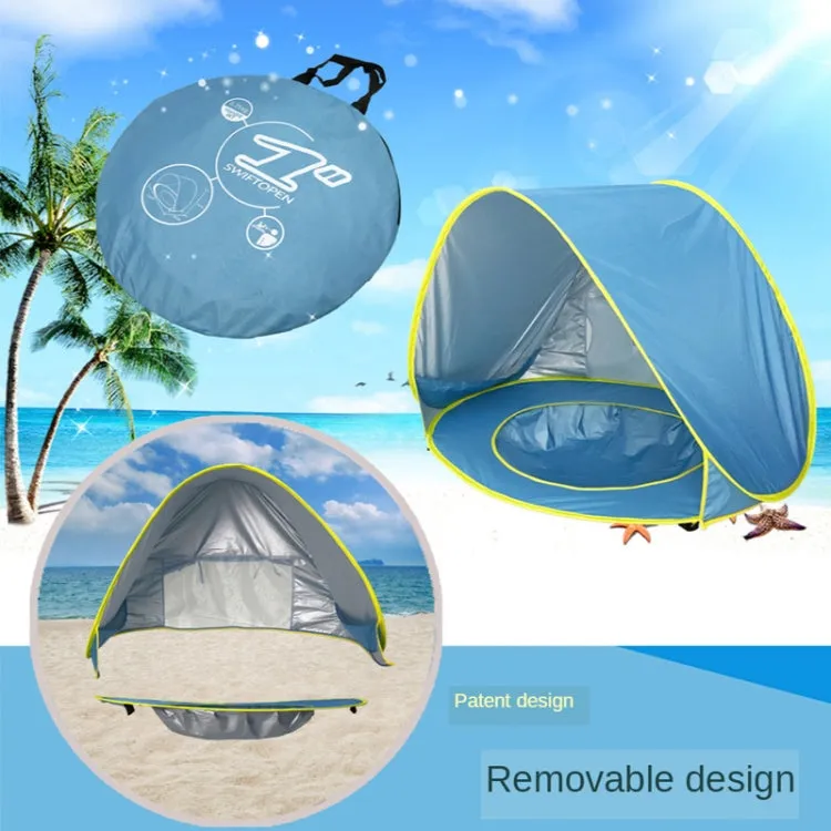 Baby Beach Tent With Pool Portable Foldable Sunshelter, Color: Lake Green Stripe