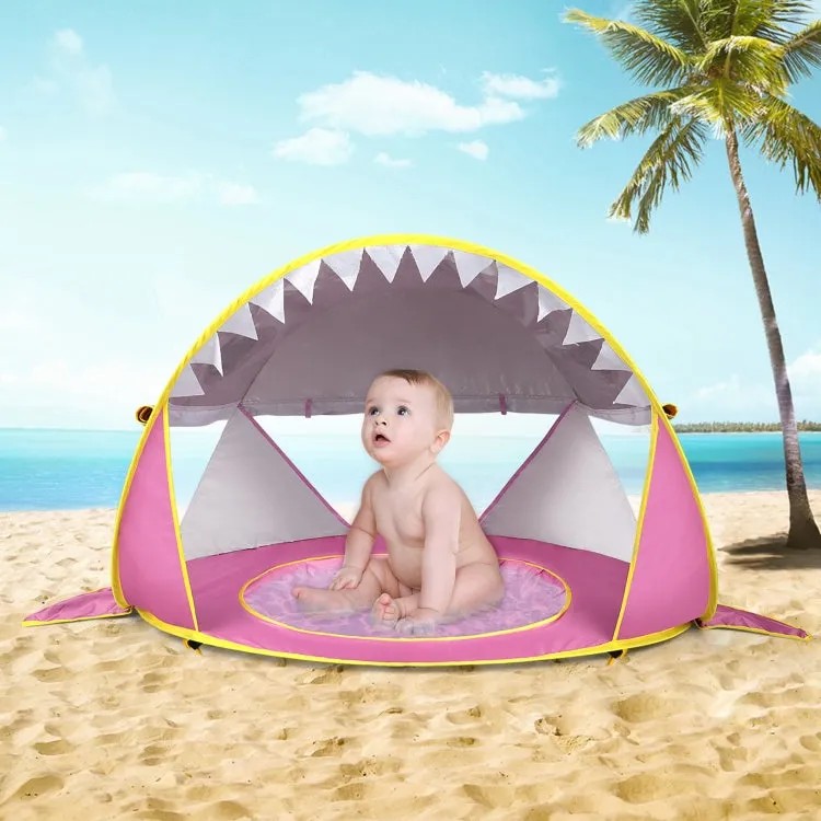 Baby Beach Tent With Pool Portable Foldable Sunshelter, Color: Lake Green Stripe