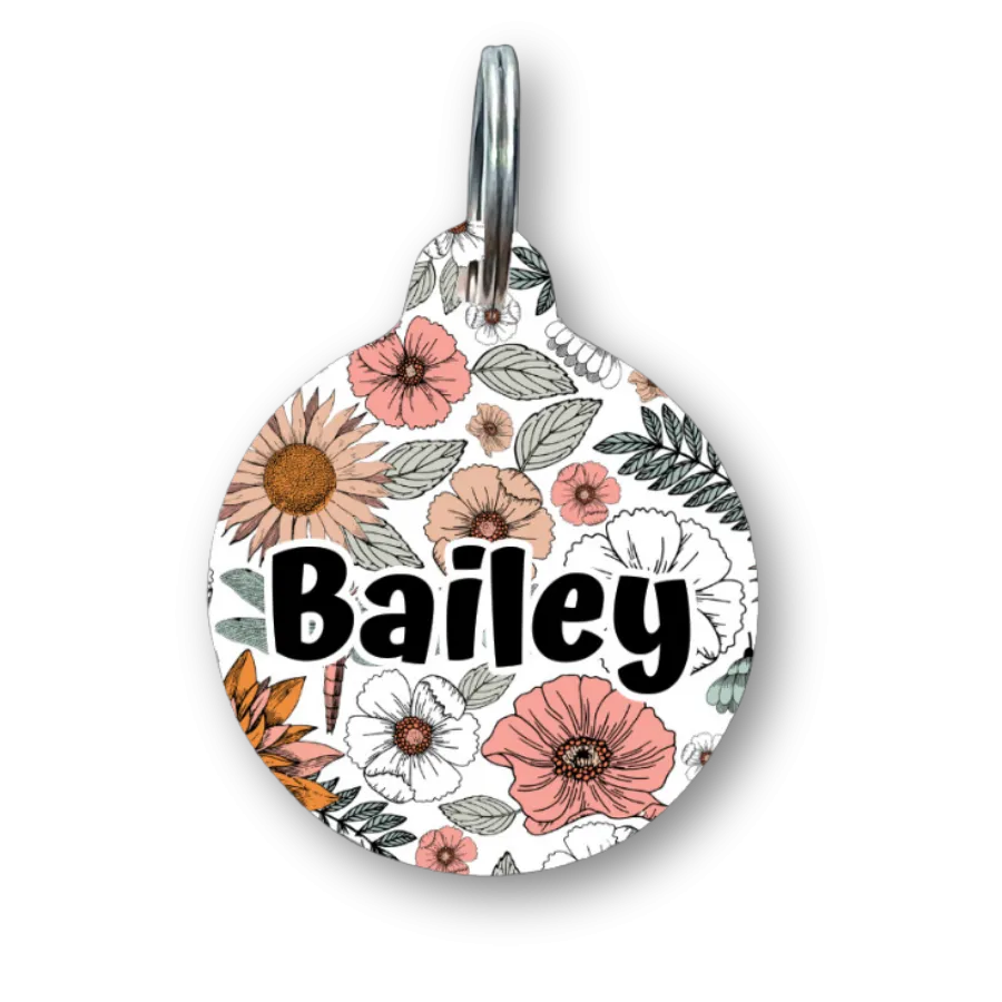 Boho Bloom Circle Pet Tag