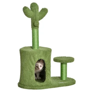Cactus Cat Tree w/ Scratching Post, Condo, Toy, 78cm - Green