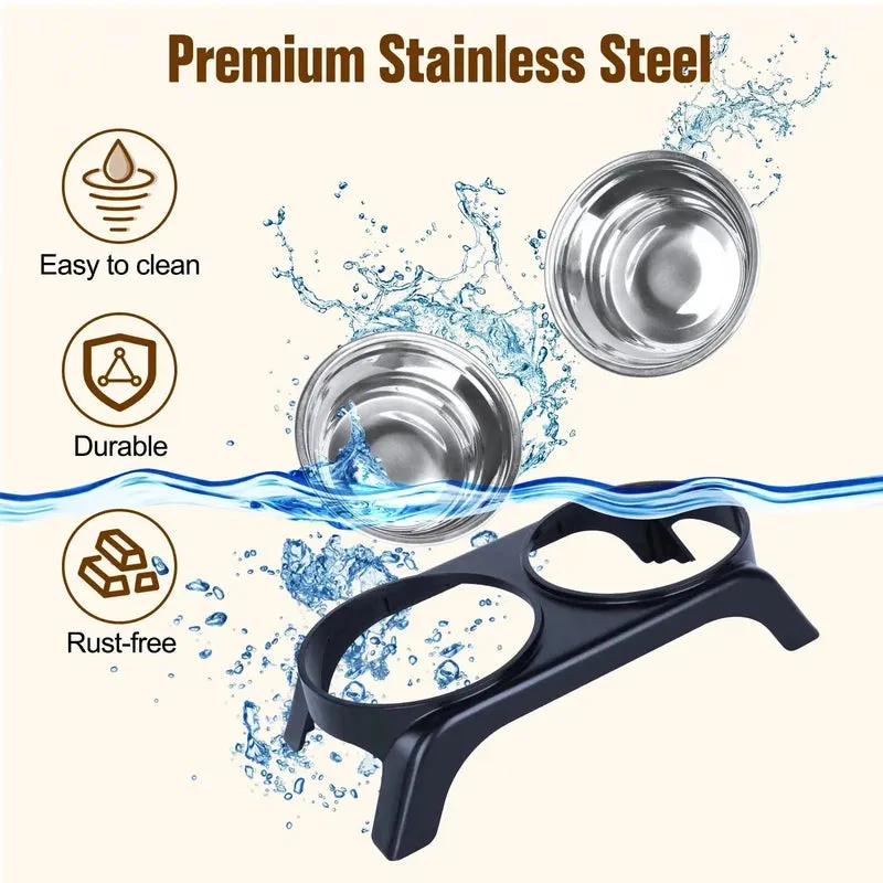Elevated Cat & Dog Bowls with Anti-Slip Stand