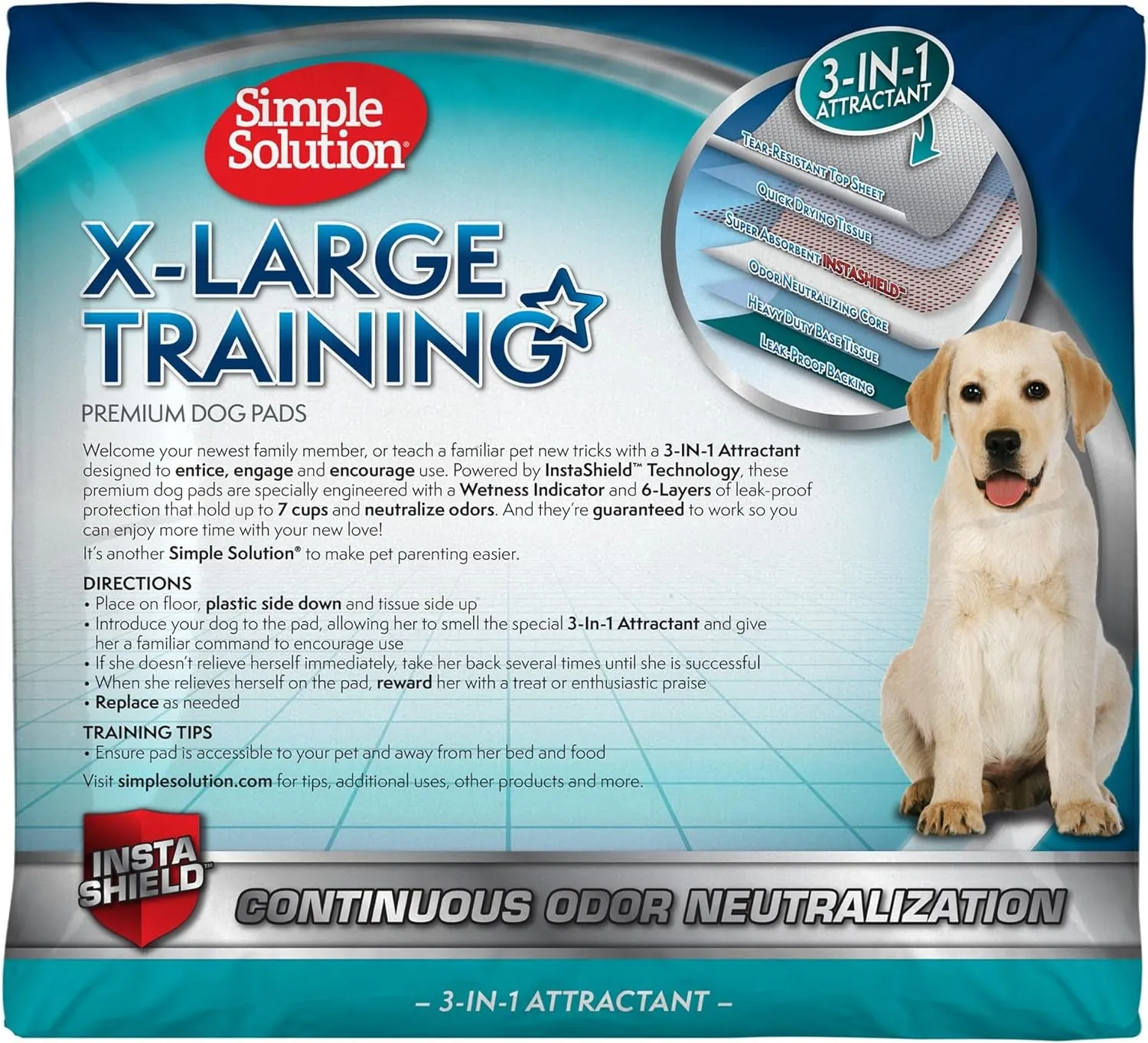 Extra Large Pee Pads for Dogs, XL Puppy Potty Training Pee Pad, 6 Layers Thick, Instashield Absorbent, Attracts Dogs, Leak Proof, Odor Neutralizing, Disposable, XLARGE 28"X30", 100Ct