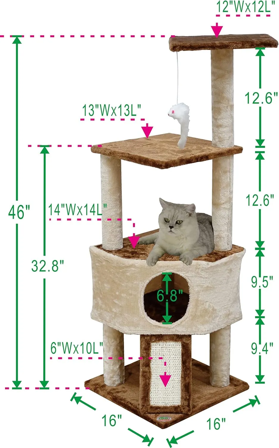 Go Pet Club F708 46" Kitten Tree,Beige