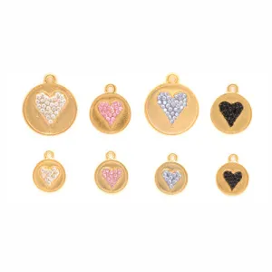 Gold Crystal Heart Dog ID Tag