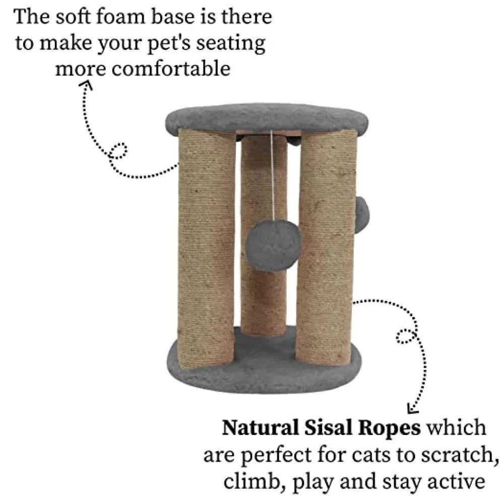 Hiputee Natural Sisal Rope Scratching Posts, Sitting Activity, Hanging Balls Playing Tree for Kittens & Cats