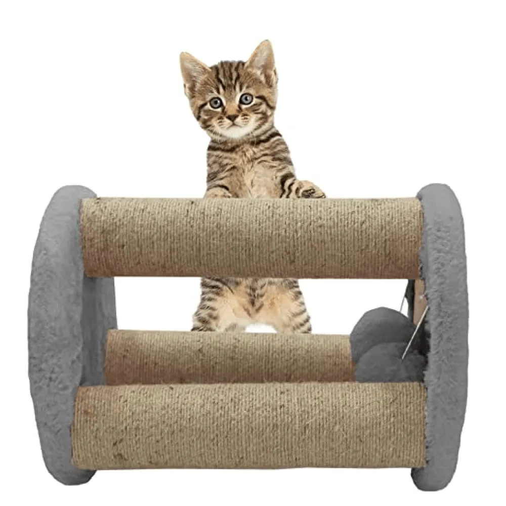 Hiputee Natural Sisal Rope Scratching Posts, Sitting Activity, Hanging Balls Playing Tree for Kittens & Cats