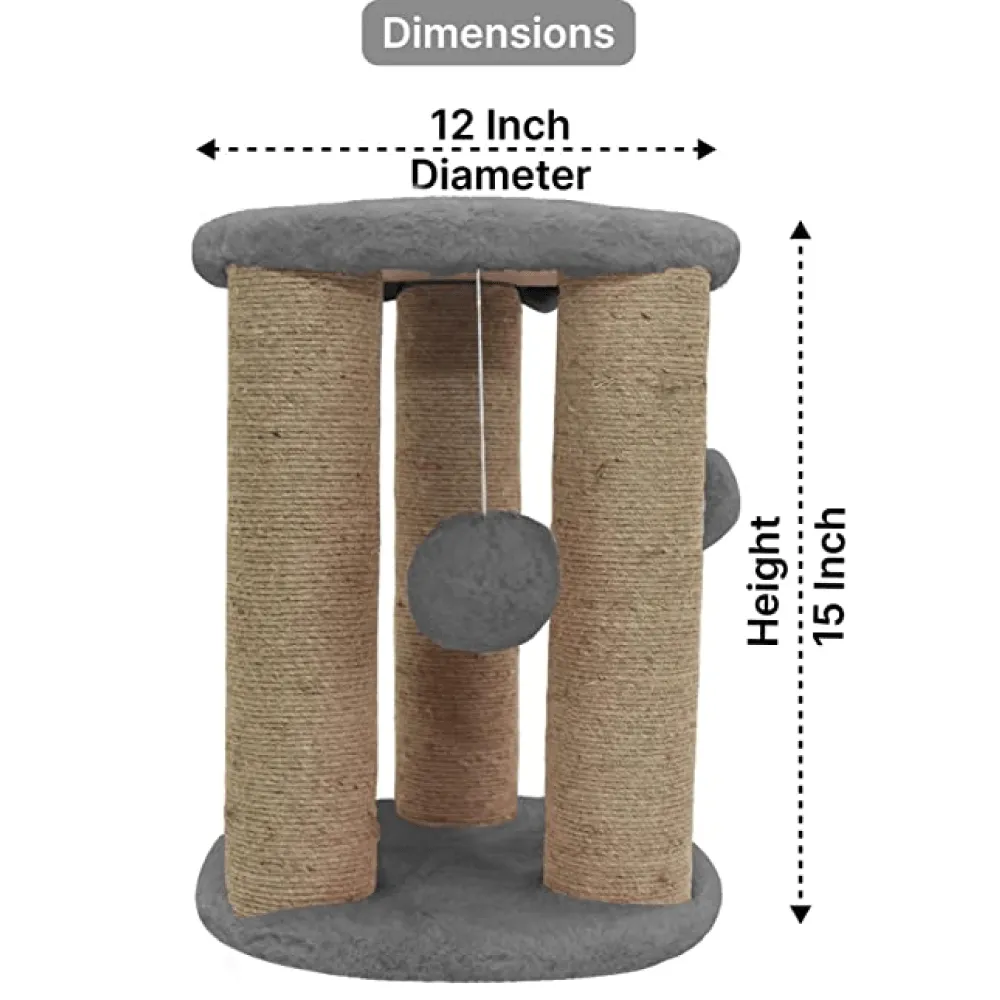 Hiputee Natural Sisal Rope Scratching Posts, Sitting Activity, Hanging Balls Playing Tree for Kittens & Cats
