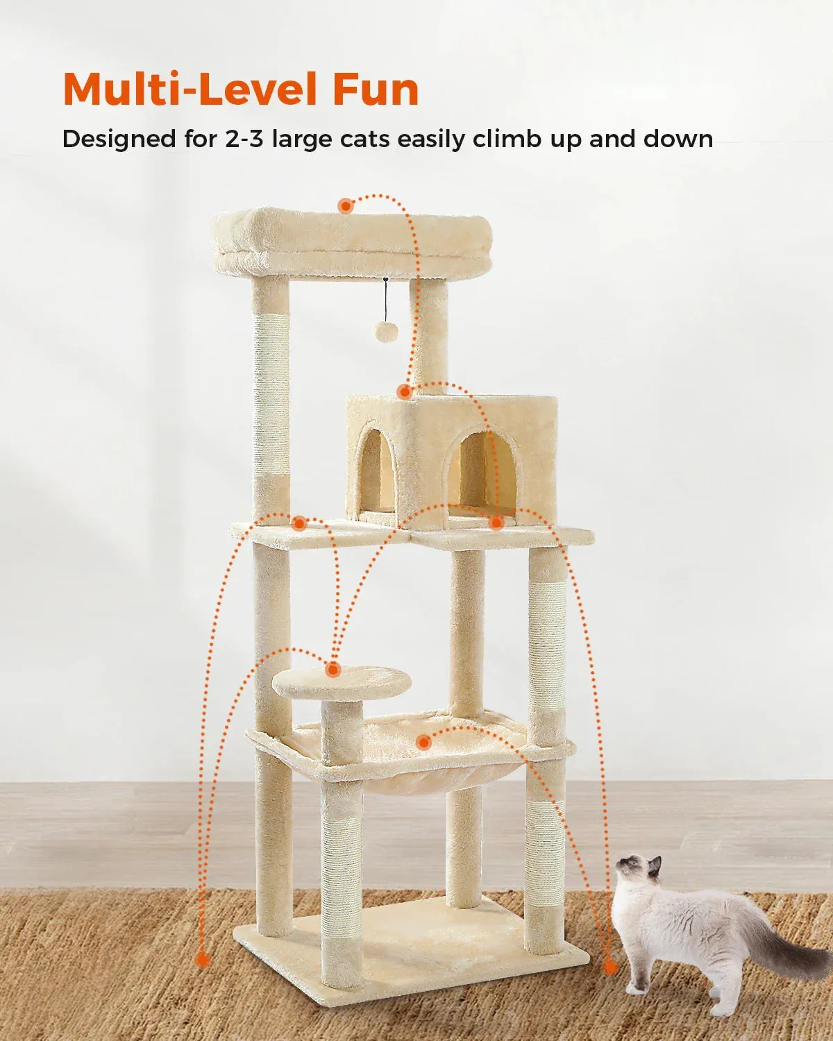 Indoor Cat Tree Tower with Self Groomer