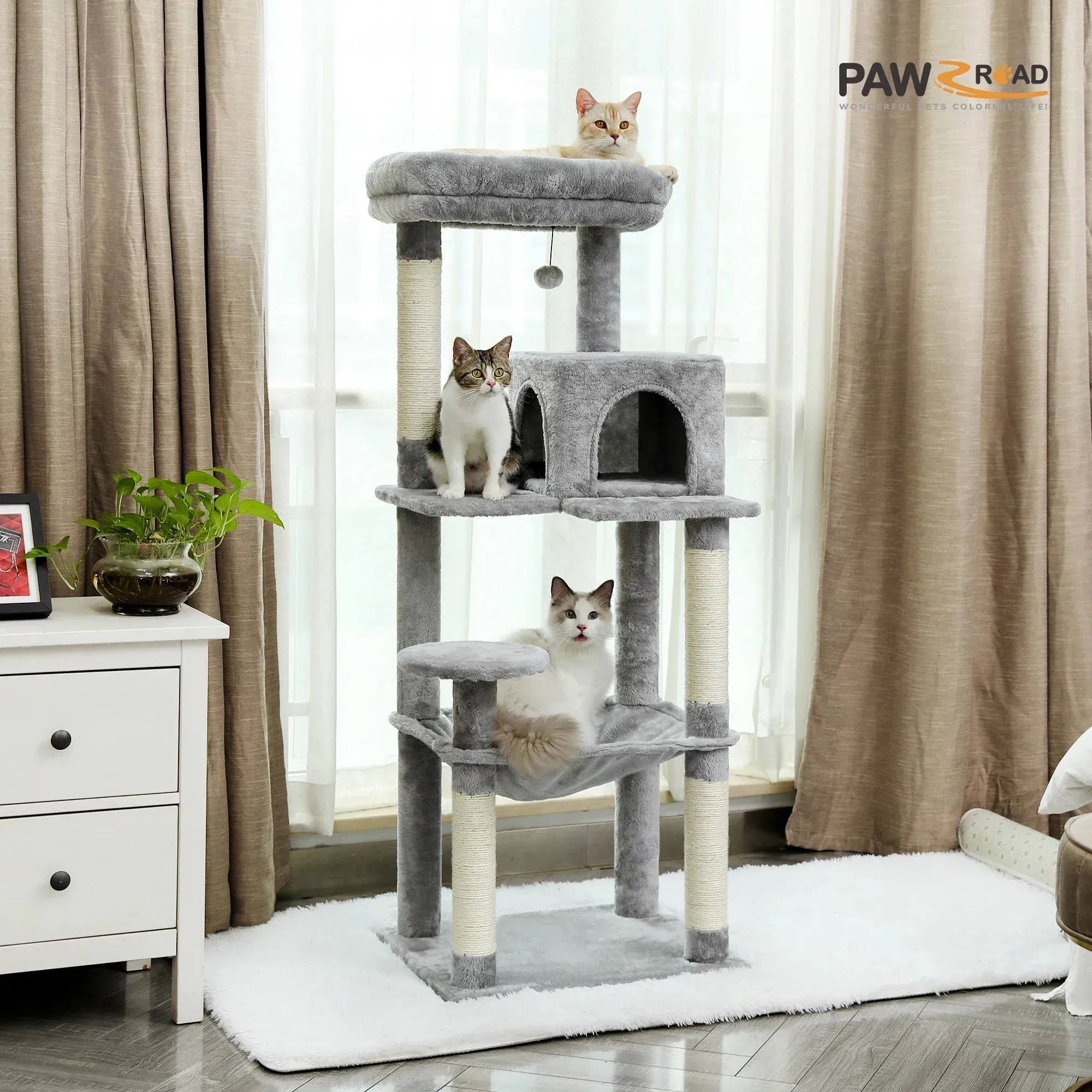 Indoor Cat Tree Tower with Self Groomer