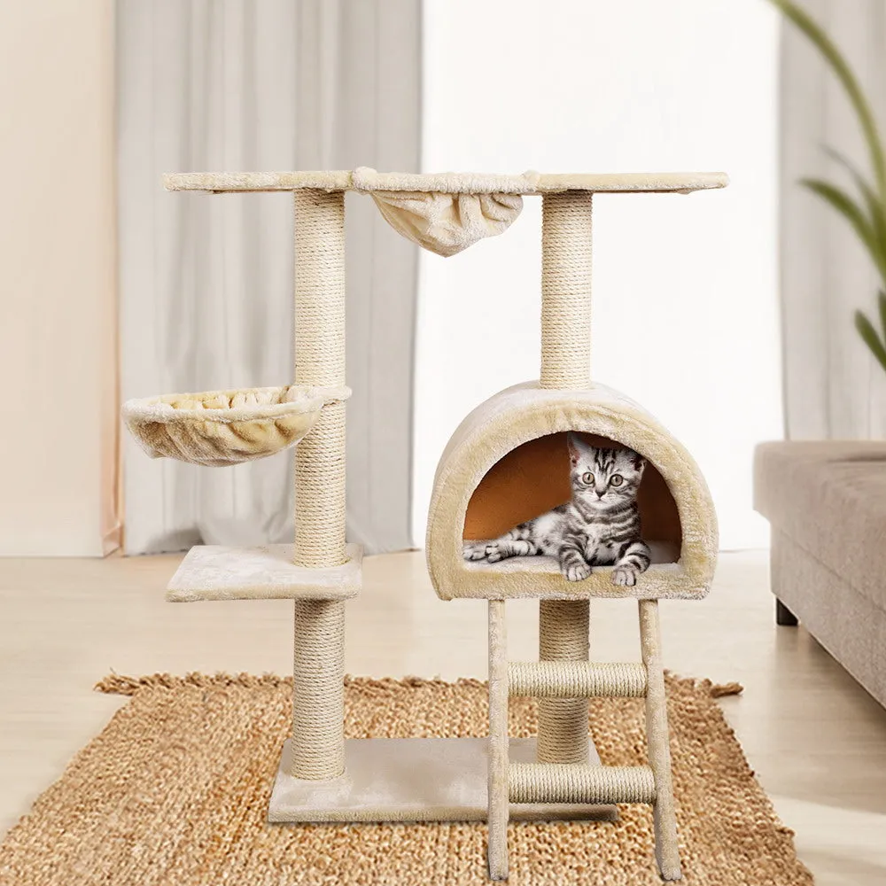 i.Pet Cat Tree 100cm Trees Scratching Post Scratcher Tower Condo House Furniture Wood Beige