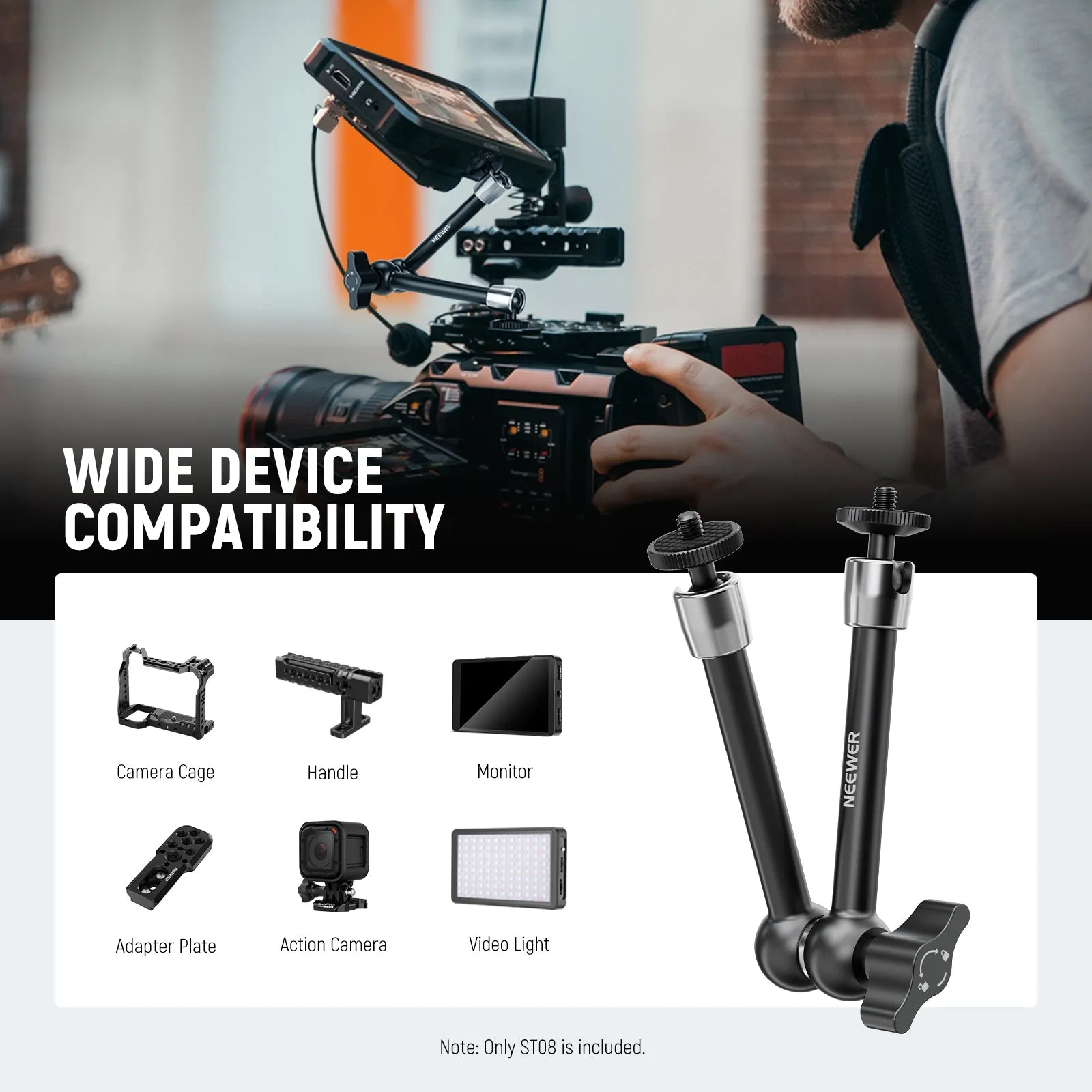 NEEWER ST08 9.8"/25cm Aluminum Alloy Magic Arm