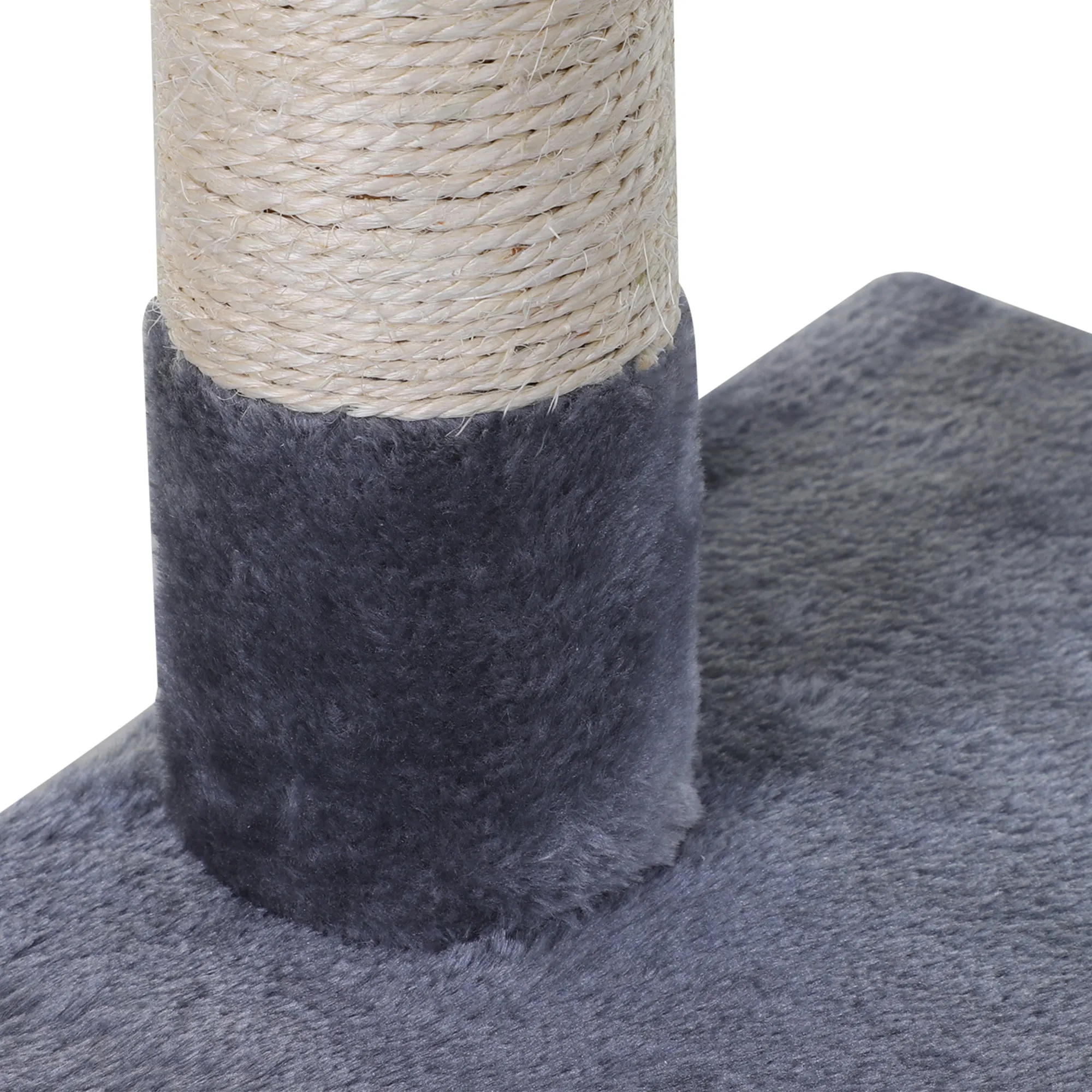 PawHut Cat Activity Tree Kitten Play Tower Palace Two-Tier Scratching Grey