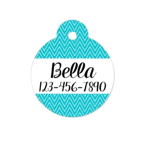 Personalized Cat ID Tag - Personalized Cat Name Tag - Custom Cat ID Tag - Chevron Name Tag - Cat ID Tag - Cat Collar Name Tag - Turquoise