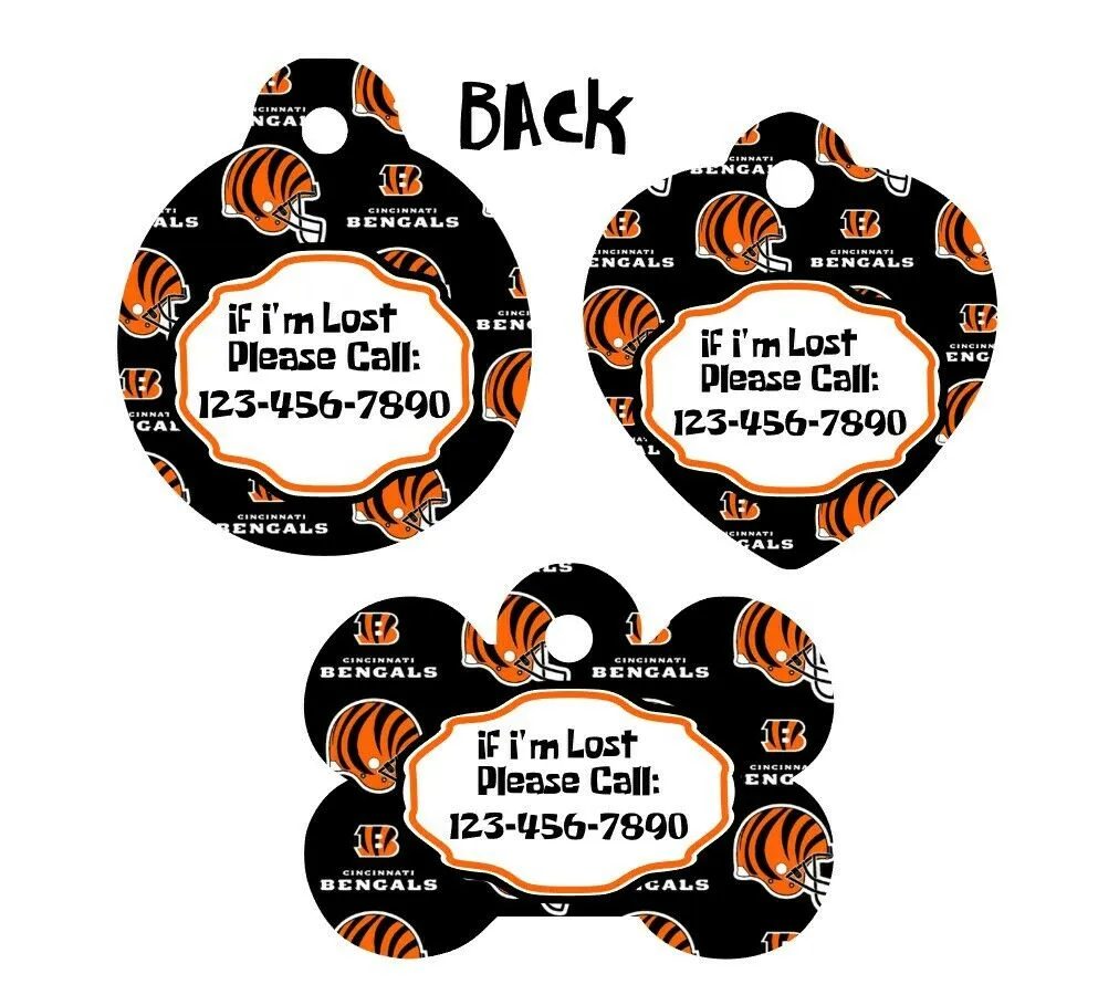 Pet ID Tag Bengals Personalized Custom Double Sided Pet Tag w/name & number Petcollarshandmade