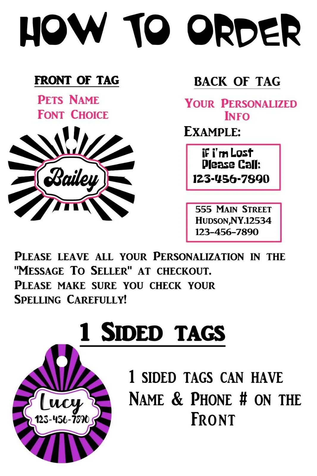 Pet ID Tag Bengals Personalized Custom Double Sided Pet Tag w/name & number Petcollarshandmade