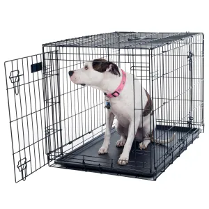 PETMAKER 36-inch Double Door Dog Crate, Black