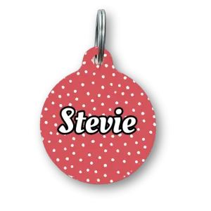 Red Polka Dots Circle Pet Tag