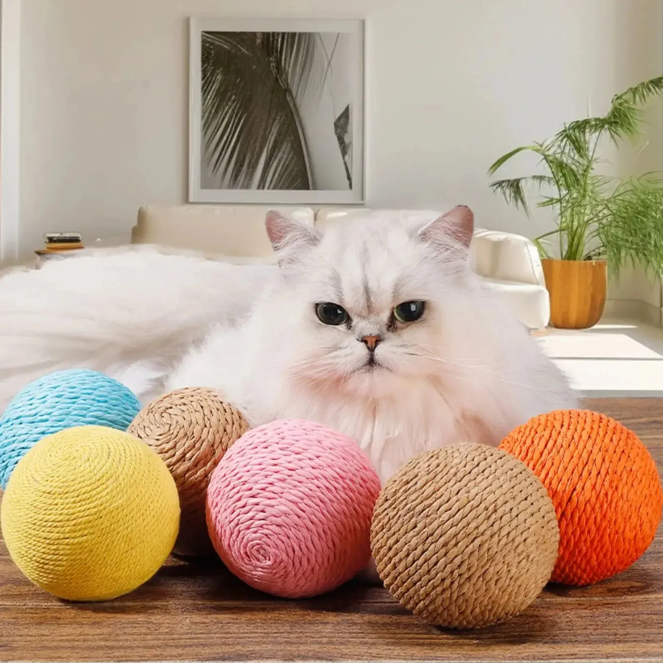 Sisal Cat Scratching Ball Toy – Interactive Kitten Teeth Cleaning Sounding Toy