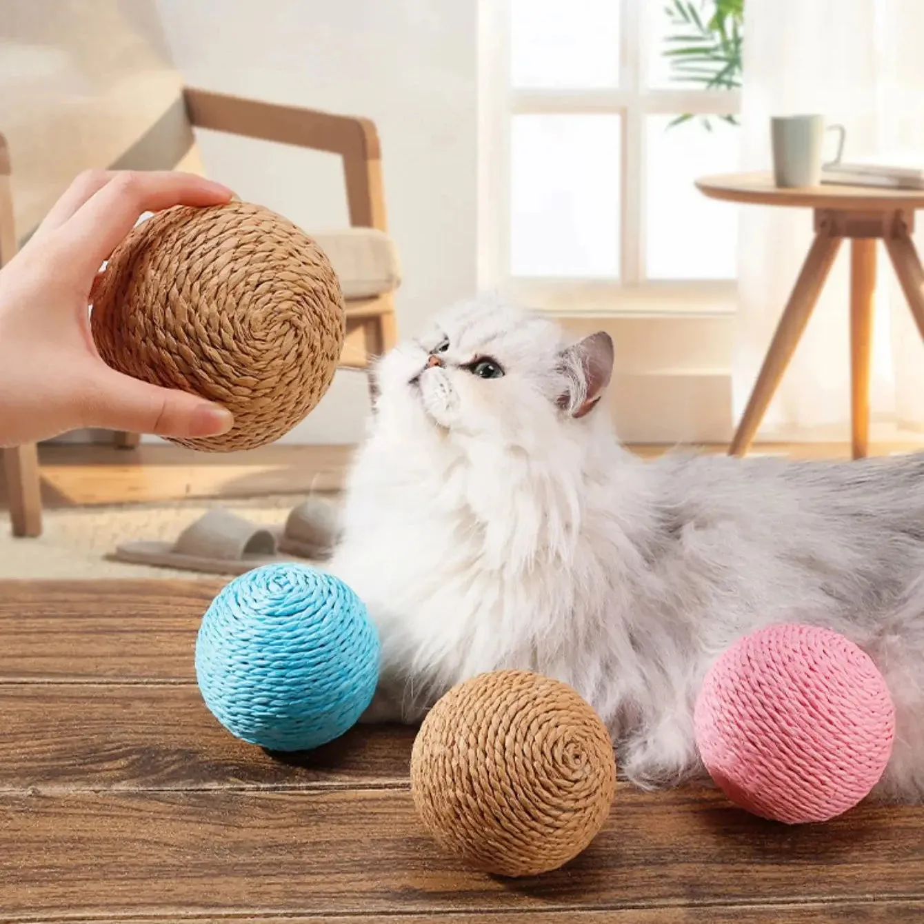 Sisal Cat Scratching Ball Toy – Interactive Kitten Teeth Cleaning Sounding Toy