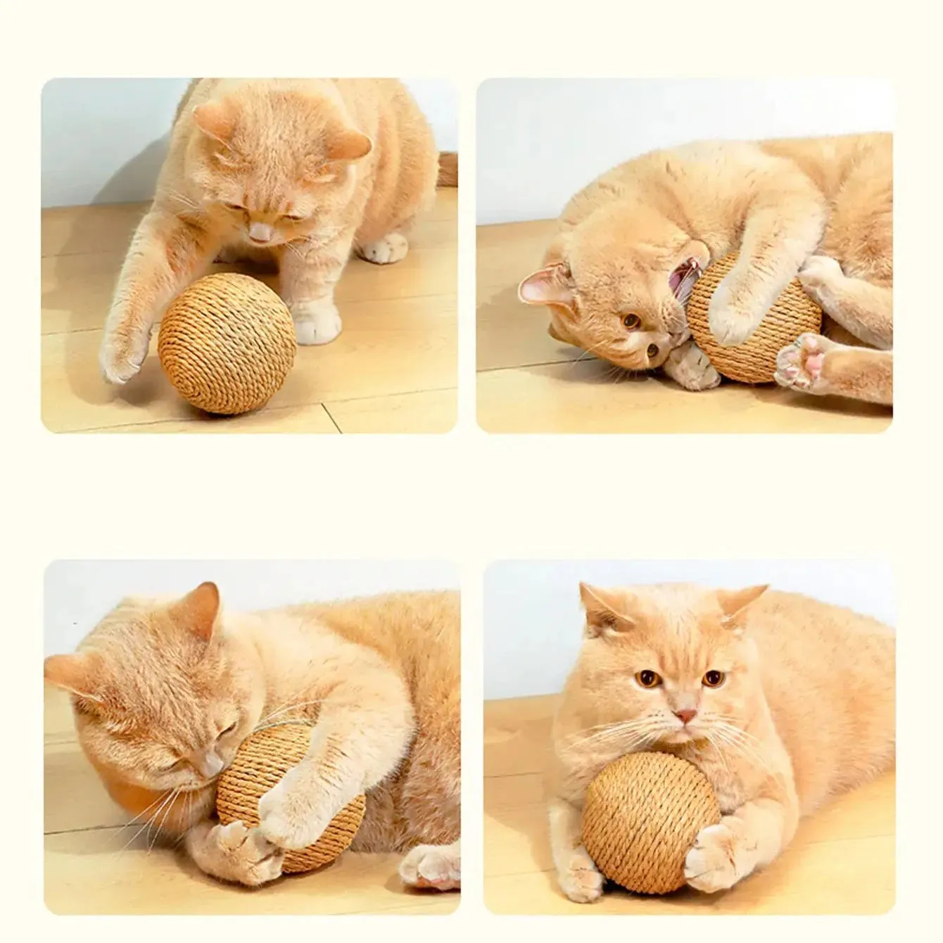 Sisal Cat Scratching Ball Toy – Interactive Kitten Teeth Cleaning Sounding Toy