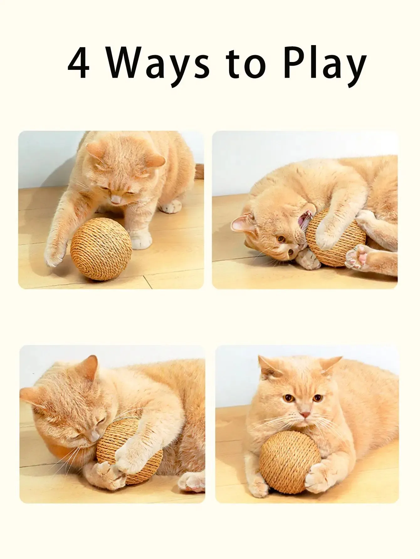 Sisal Cat Scratching Ball Toy – Interactive Kitten Teeth Cleaning Sounding Toy