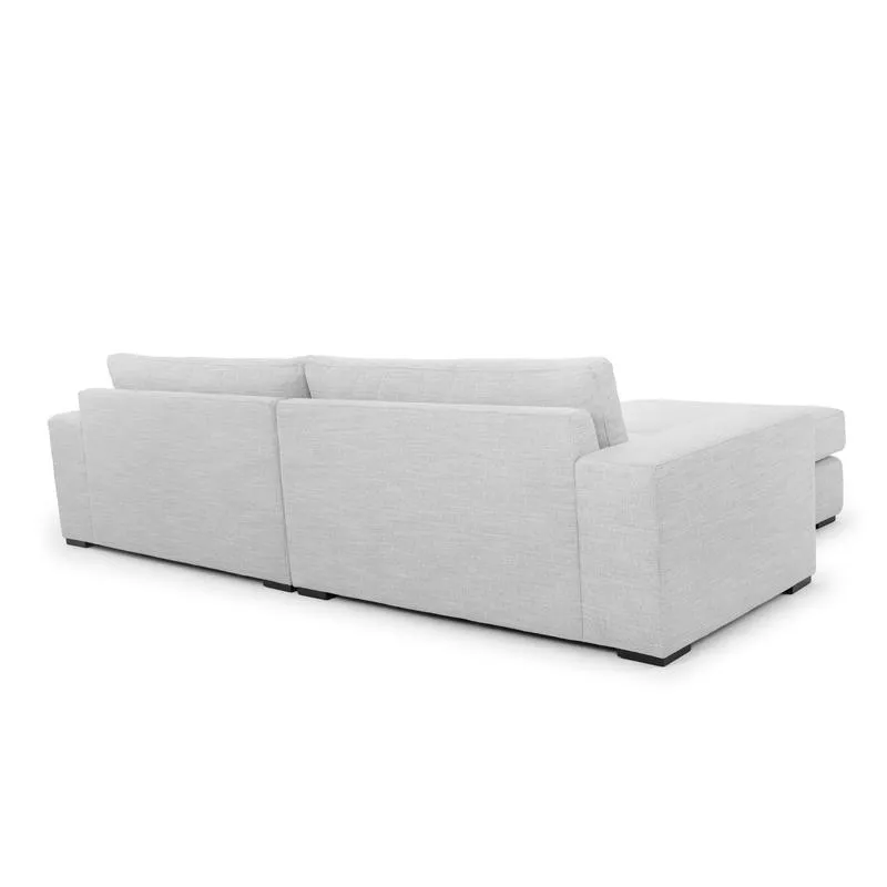 Vera 3 Seater Fabric Sofa with Movable Chaise - Light Texture Grey