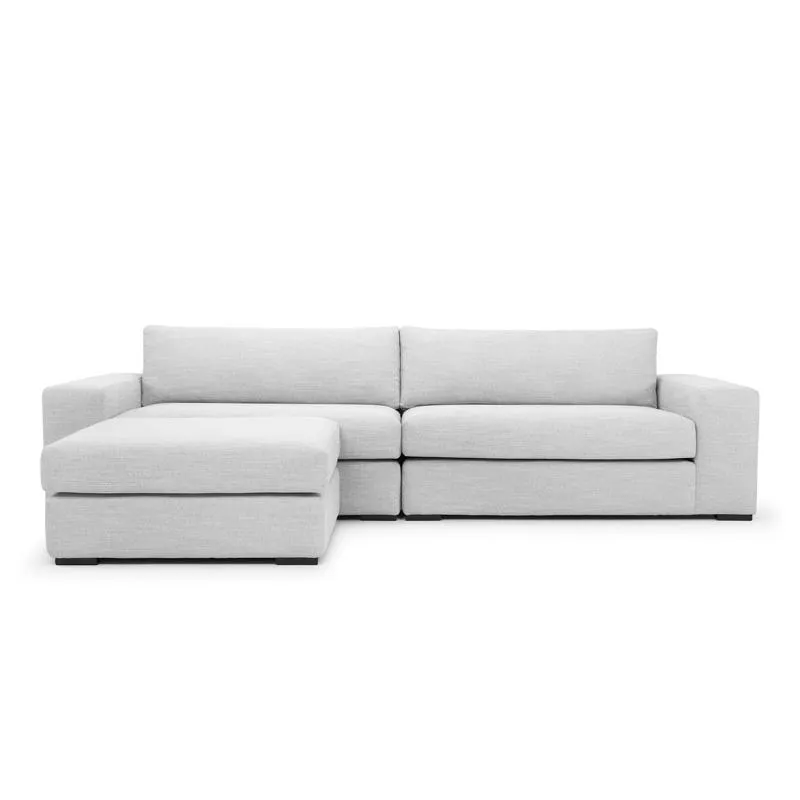 Vera 3 Seater Fabric Sofa with Movable Chaise - Light Texture Grey