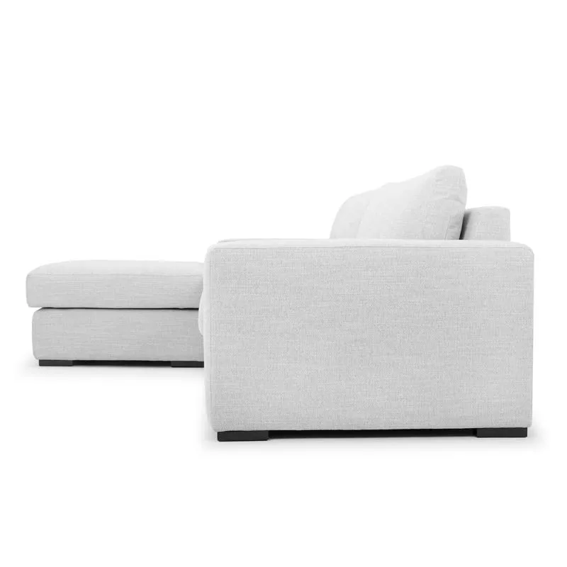 Vera 3 Seater Fabric Sofa with Movable Chaise - Light Texture Grey