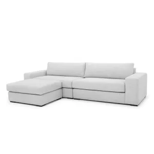 Vera 3 Seater Fabric Sofa with Movable Chaise - Light Texture Grey