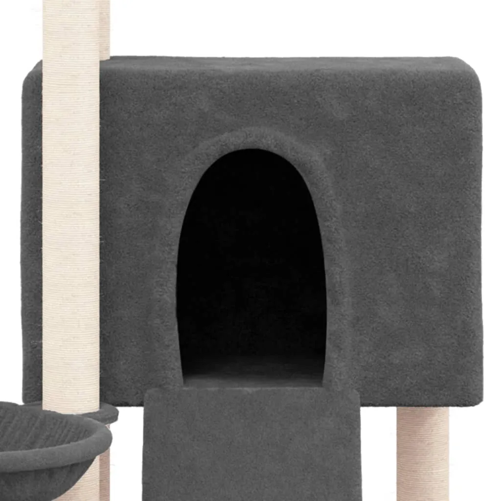 vidaXL Cat Tree with Sisal Scratching Posts Dark Grey 96 cm