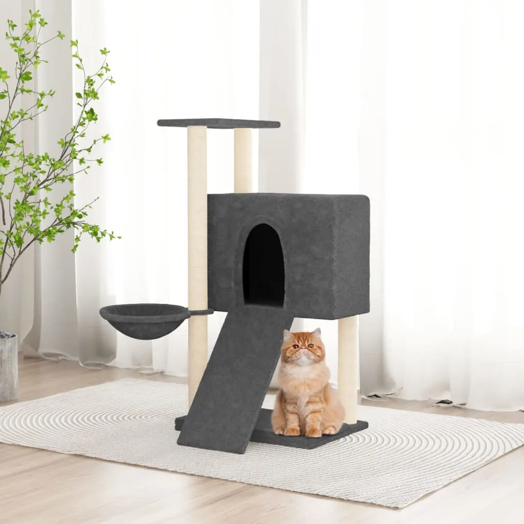 vidaXL Cat Tree with Sisal Scratching Posts Dark Grey 96 cm