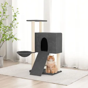 vidaXL Cat Tree with Sisal Scratching Posts Dark Grey 96 cm