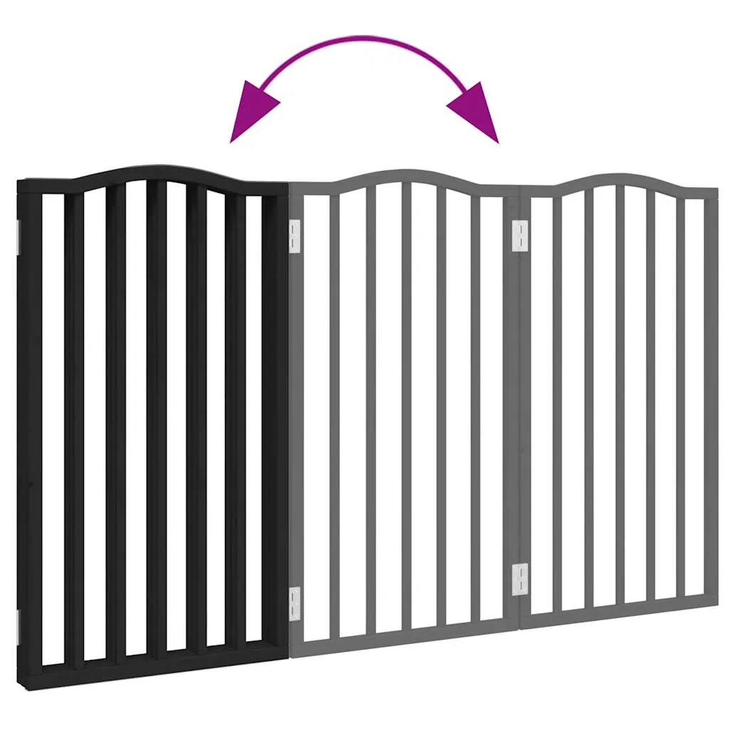vidaXL Dog Gate Foldable 3 Panels Black 150 cm Poplar Wood