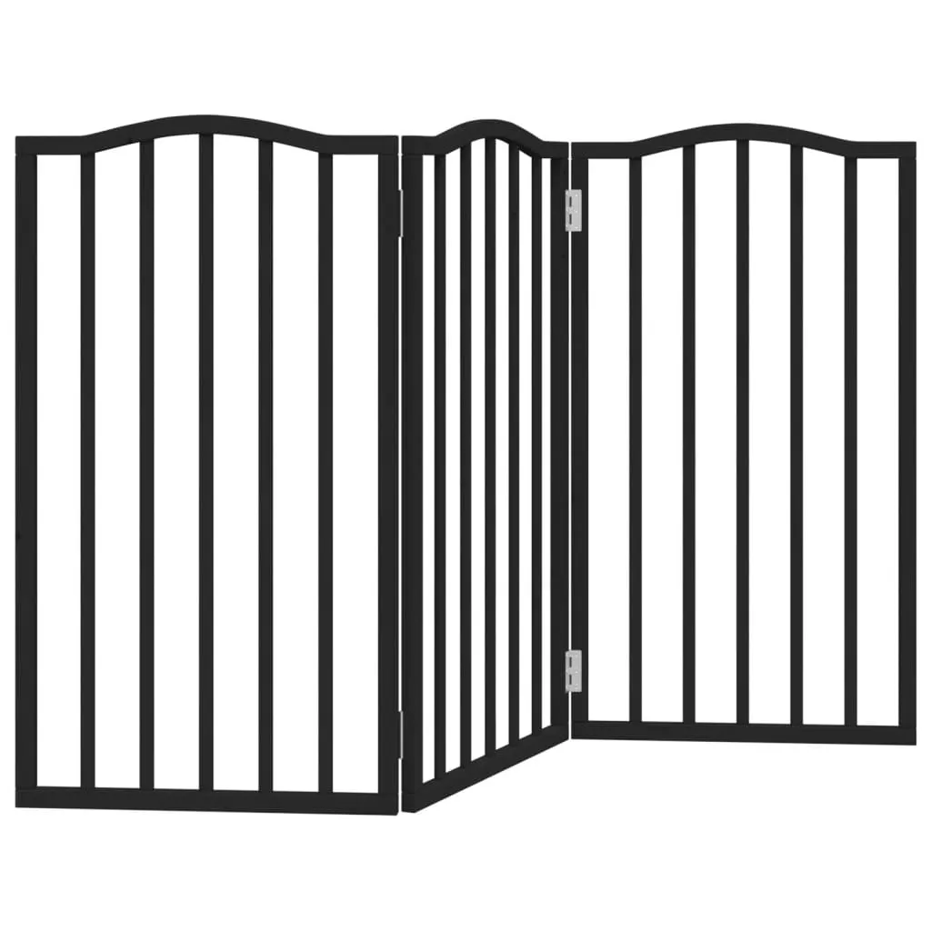 vidaXL Dog Gate Foldable 3 Panels Black 150 cm Poplar Wood
