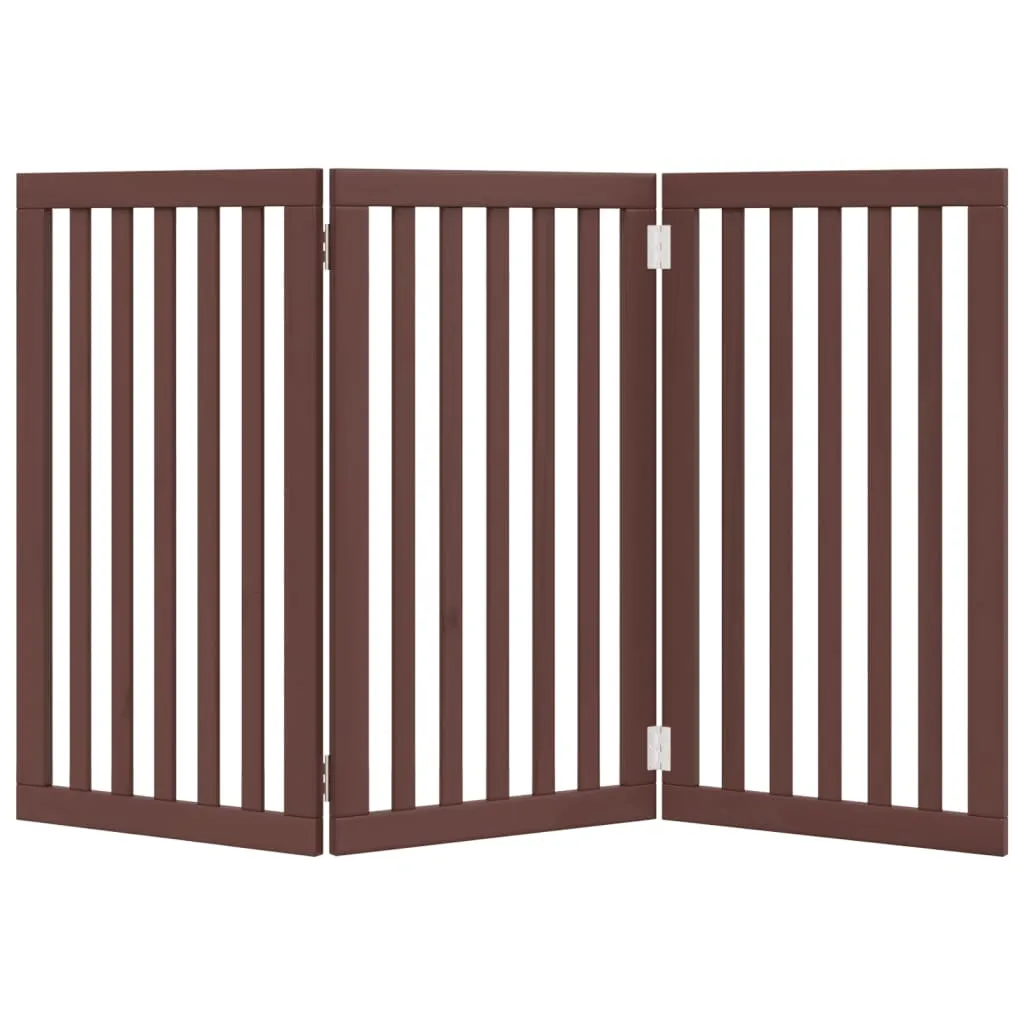vidaXL Dog Gate Foldable 3 Panels Brown 150 cm Poplar Wood